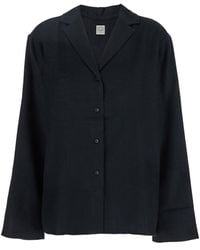 TOTEME - Shirt With Classic Lapels And All-Over Monogram Print - Lyst