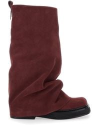 The Attico - 'Robin' Bordeaux Combat Boots With Pull-On Tab - Lyst