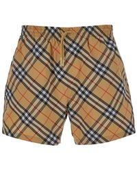 Burberry - Swim Trunks With Check Motif - Lyst