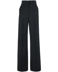 Max Mara - Pantalone 'Fernet' Con Logo Lettering Sul Retro E Gamba Ampia - Lyst
