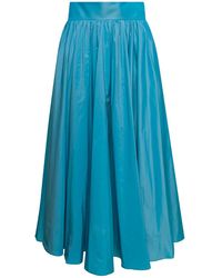 Plain - Light E Maxi Pleated Skirt With Zip Fastening In Polyester - Lyst