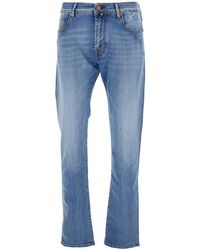 Jacob Cohen - 'bard' Bue Jeans With Logo Embroidery On The Front And Double Logo Patch On The Rear In Denim Man - Lyst