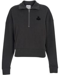 Isabel Marant - Sweatshirt With Stand-Up Collar And Logo On The Fro - Lyst
