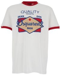 DSquared² - Crewneck T-Shirt With Maxi Logo Print On The Front - Lyst