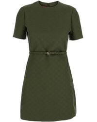 Gucci - Mini Dress With Gg Buckle Belt - Lyst