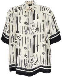 Fendi - Camicia Bowling Con Stampa Tools All-Over Bianca - Lyst