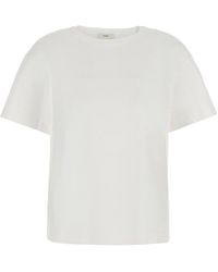 TOTEME - Crew Neck T-Shirt With Logo Embroidery On The Back - Lyst