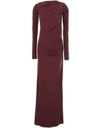 ANDAMANE - Long Dress With Draping And Cut-Out Back - Lyst