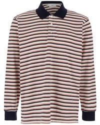 DUNST - Polo Shirt With All-Over Striped Motif And Logo Embro - Lyst
