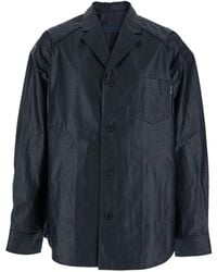 Juun.J - Dark Shirt With Classic Collar And Chest Pocket - Lyst