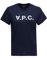 A.P.C. - Cotton T-Shirt With Logo Print - Lyst