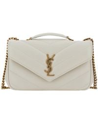 Saint Laurent - 'Loulou Small' Shoulder Bag With Front Logo Plaque - Lyst
