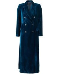 Plain - Double-Breasted Coat With Classic Lapel - Lyst