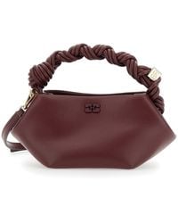 Ganni - 'Bou' Bordeaux Mini Handbag With Braided Handle And Removable Shoulder Strap - Lyst