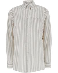 The Row - 'Gavina' Shirt With Classic Collar And All-Over Striped - Lyst