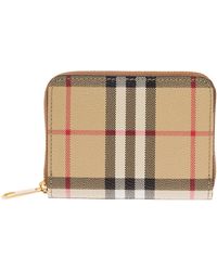 Burberry - Zip-Around Wallet With Vintage Check Motif - Lyst