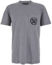 Dolce & Gabbana - Crewneck T-Shirt With Logo Embroidery On The Front - Lyst