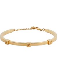 Fendi - Rigid Bracelet With Claw Clasp And Bronze Logo Plate For - Lyst