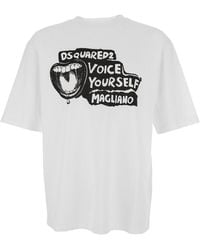 DSquared² - T-Shirt 'D2 X Magliano' Girocollo Con Maxi Stampa Logo Sul F - Lyst