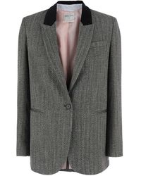 forte_forte - Blazer With Striped Velvet Collar And Chevron Details - Lyst