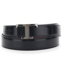 Tod's - Belt With Adjustable Buckle Closure And T Logo Plaque - Lyst