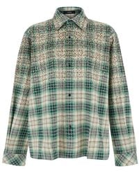 Amiri - Shirt With Crystal Decoration And All-Over Check Motif In - Lyst