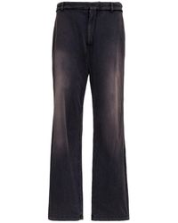 Balenciaga Slim Trousers In Washed Cotton - Black