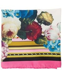 Dolce & Gabbana - Multicolor Scarf With Night Flowers Print In Silk Woman - Lyst