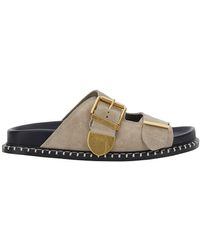 Chloé - 'Rebecca' Flat Sandals With Oversized Buckle - Lyst
