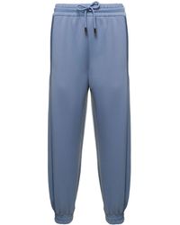 Fendi Light E Tracksuit Pants With Coulisse And Embroidered Logo In Polyester Woman - Blue