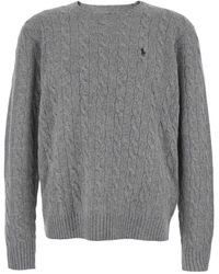Polo Ralph Lauren - Crewneck Cable Knit Sweater With Pony Embroidery On The Front - Lyst