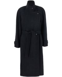 Low Classic - Cappotto Doppiopetto Con Cintura Removibile E Design A Por - Lyst