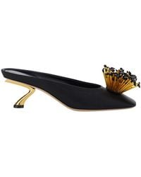 Ferragamo - Sandals With Low Heel And Crystal Embellishment On The Front - Lyst