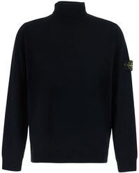 Stone Island - Sweater With High Collar And Logo Patch On The Sleeve - Lyst