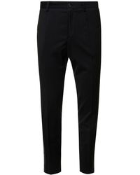 Dolce & Gabbana - Slim Pants With Contrasting Logo Band - Lyst