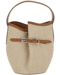 Liffner - 'Belted Bucket Bag Raffia Mini' Shoulder Bag With Raffia - Lyst