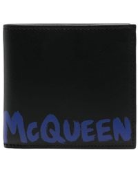 Alexander McQueen Portafoglio McQueen Graffiti Nero e Blu
