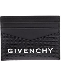 Givenchy Portacarte 4g in pelle nera con stampa logo uomo - Nero