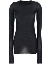 Rick Owens - T-Shirt With Ribbed Design And Round Neck - Lyst