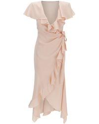 Philosophy Di Lorenzo Serafini - Longuette Pink Wrap-dress With Ruche In Satin Woman - Lyst