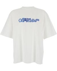 Off-White c/o Virgil Abloh - T-Shirt 'Cloudy Arrow' Girocollo Con Logo Lettering Sul Fron - Lyst