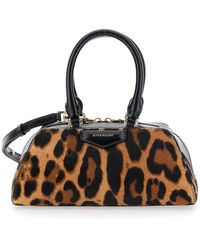 Givenchy - 'Antigona East West' Mini Handbag With Animalier Print And Logo Lettering On The Front - Lyst