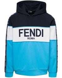 Fendi - Multicolor Hoodie With Logo Print In Cotton Blend Man - Lyst