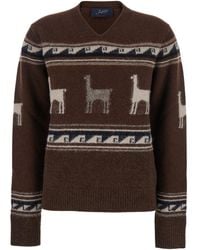 The Seafarer - Sweater With V Neck And Front Motif - Lyst