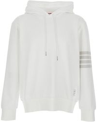 Thom Browne - Hoodie With Drawstring Hood And 4Bar Logo On The Sleeve - Lyst