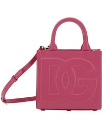 Dolce & Gabbana - 'dg Daily Small' Dark Pink Handbag With Tonal Dg Detail In Smooth Leather Woman - Lyst