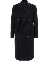 Lardini - Double-Breasted Coat With Peak Lapels - Lyst