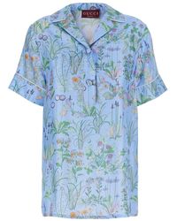 Gucci - Blue Silk Pattern Shirt - Lyst