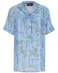 Gucci - Blue Silk Pattern Shirt - Lyst