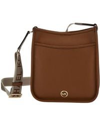 MICHAEL Michael Kors - Crossbody Bag With Mk Logo Detail In Hammered Leather - Lyst